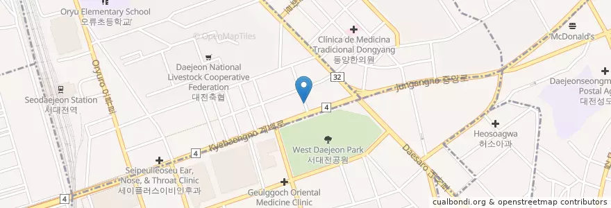 Mapa de ubicacion de 서병은치과의원 en Zuid-Korea, Daejeon, 중구, 오류동.