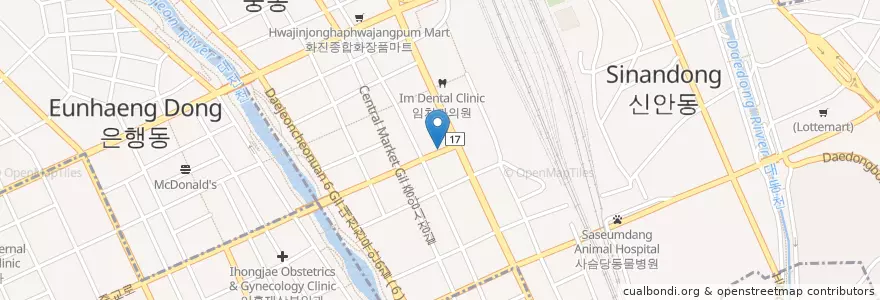 Mapa de ubicacion de 황현상치과 en 大韓民国, 大田, 東区, 중앙동.