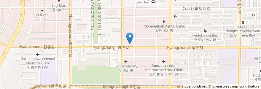 Mapa de ubicacion de 연세길치과 en Zuid-Korea, Daejeon, 서구, 둔산동.