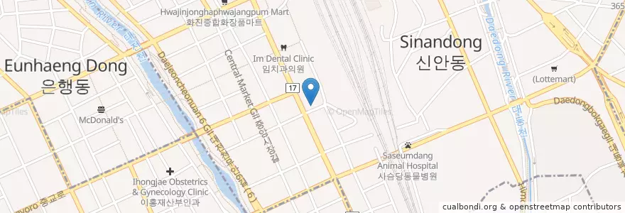 Mapa de ubicacion de 윤재활의학과의원 en Güney Kore, 대전, 동구, 중앙동.