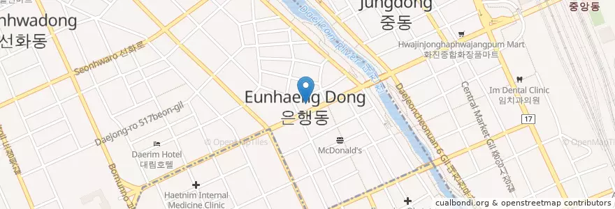 Mapa de ubicacion de 조운행치과의원 en Güney Kore, 대전, 동구.