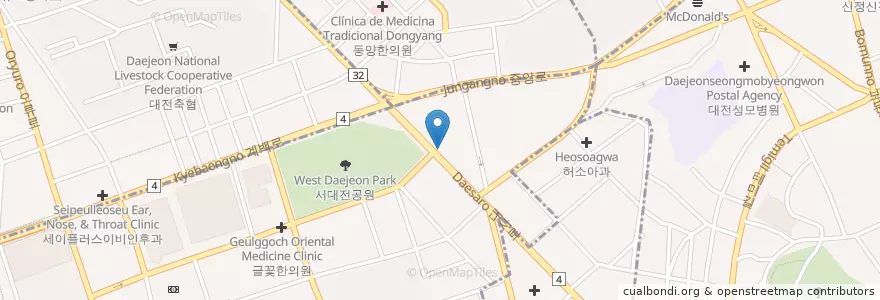 Mapa de ubicacion de 김성수치과의원 en 대한민국, 대전, 중구.