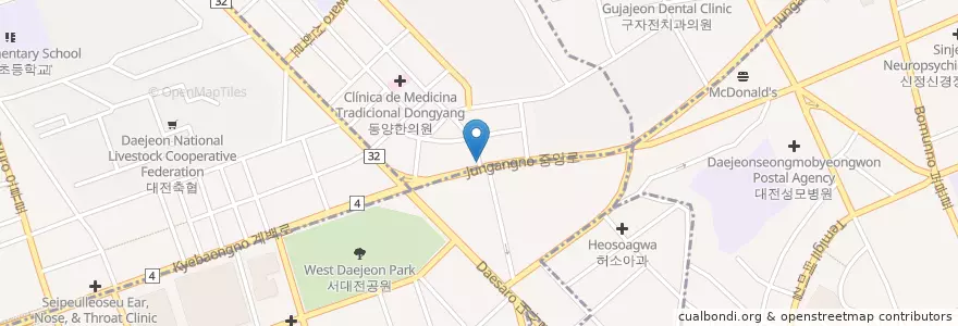 Mapa de ubicacion de 권치과의원 en 대한민국, 대전, 중구, 용두동.