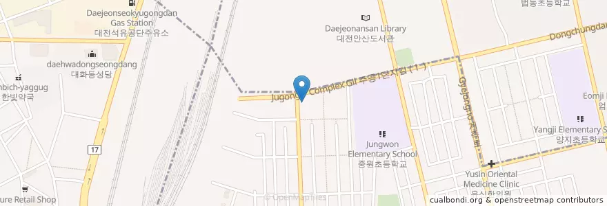Mapa de ubicacion de 박윤혁치과의원 en 대한민국, 대전, 대덕구.