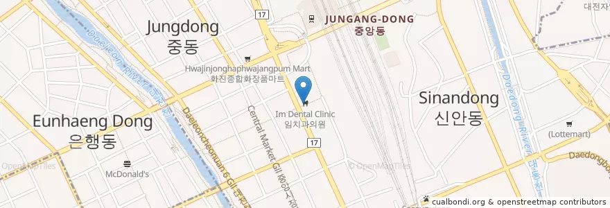 Mapa de ubicacion de 임치과의원 en Coreia Do Sul, Daejeon, 동구, 중앙동.