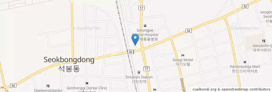 Mapa de ubicacion de 서울치과 en 大韓民国, 大田, 大徳区, 석봉동.