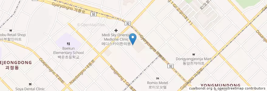 Mapa de ubicacion de 세창치과의원 en Korea Selatan, Daejeon, 서구, 괴정동, 탄방동.