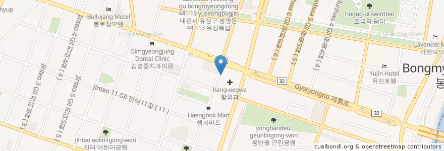 Mapa de ubicacion de 유성다인치과의원 en کره جنوبی, دائجونگ, 유성구, 온천동.