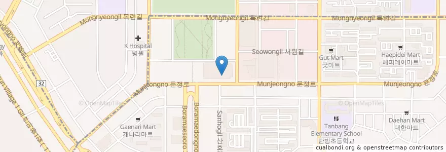 Mapa de ubicacion de S치과 en 대한민국, 대전, 서구, 둔산동, 탄방동.