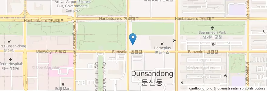 Mapa de ubicacion de 베스필치과 en Coreia Do Sul, Daejeon, 서구, 둔산동.