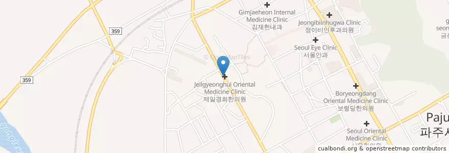 Mapa de ubicacion de 김홍광치과의원 en 대한민국, 경기도, 파주시, 금촌1동.