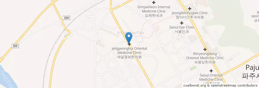 Mapa de ubicacion de 모아치과 en Corea Del Sur, Gyeonggi, Paju, 금촌1동.