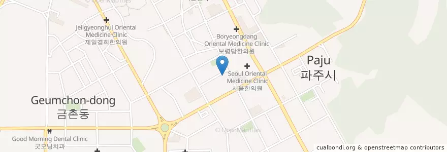 Mapa de ubicacion de 김내과의원 en Республика Корея, Кёнгидо, Пхаджу, 금촌1동.