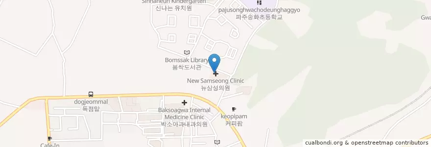 Mapa de ubicacion de 뉴삼성의원 en 대한민국, 경기도, 파주시, 금촌1동.