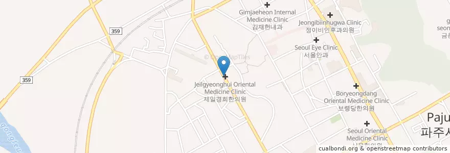 Mapa de ubicacion de 권소아과 en Республика Корея, Кёнгидо, Пхаджу, 금촌1동.