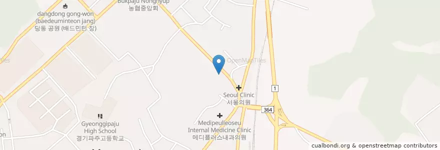 Mapa de ubicacion de 척추교정 en 韩国/南韓, 京畿道, 坡州市, 문산읍.