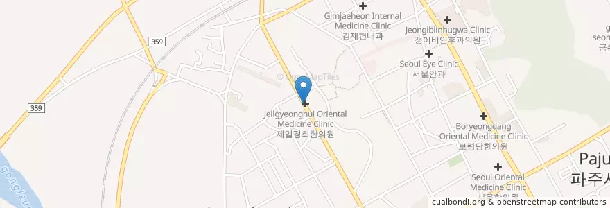 Mapa de ubicacion de 이어정형외과 en 大韓民国, 京畿道, 坡州市, 금촌1동.