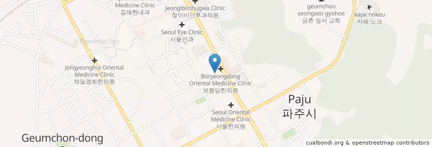 Mapa de ubicacion de 파주제일안과 en كوريا الجنوبية, 경기도, 파주시, 금촌1동.