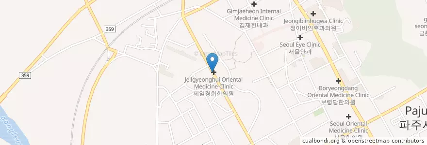 Mapa de ubicacion de 나외과의원 en Güney Kore, 경기도, 파주시, 금촌1동.