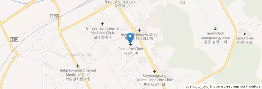 Mapa de ubicacion de 서울안과 en 대한민국, 경기도, 파주시, 금촌1동.