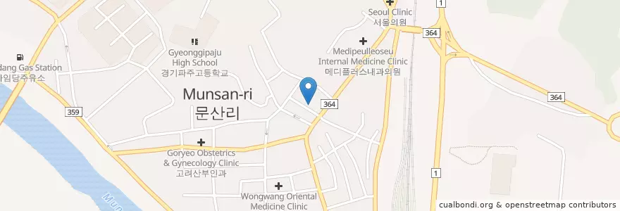 Mapa de ubicacion de 장한의원 en 韩国/南韓, 京畿道, 坡州市, 문산읍.