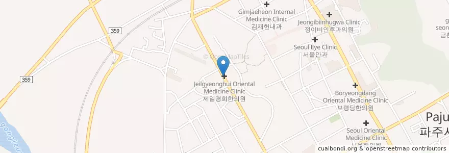 Mapa de ubicacion de 금촌한의원 en 韩国/南韓, 京畿道, 坡州市, 금촌1동.