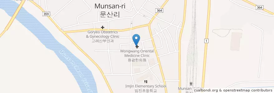 Mapa de ubicacion de 원광한의원 en 대한민국, 경기도, 파주시, 문산읍.