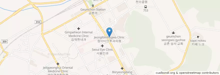 Mapa de ubicacion de 홍익한의원 en Zuid-Korea, Gyeonggi-Do, Paju, 금촌1동.