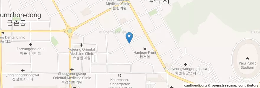 Mapa de ubicacion de 성심의원 en كوريا الجنوبية, 경기도, 파주시, 금촌1동.