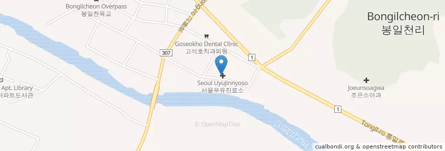 Mapa de ubicacion de 서울우유진료소 en 대한민국, 경기도, 파주시, 조리읍.