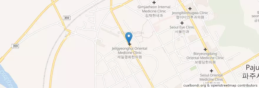 Mapa de ubicacion de 제일경희한의원 en Südkorea, Gyeonggi-Do, Paju, 금촌1동.