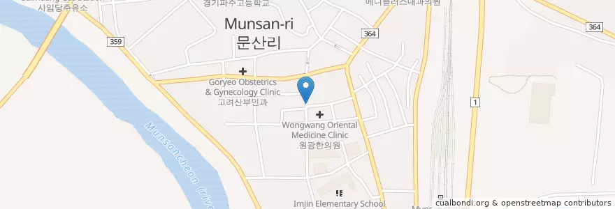 Mapa de ubicacion de 광회당한의원 en Республика Корея, Кёнгидо, Пхаджу, 문산읍.