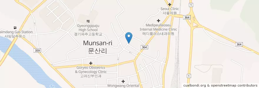 Mapa de ubicacion de 삼세한의원 en 대한민국, 경기도, 파주시, 문산읍.