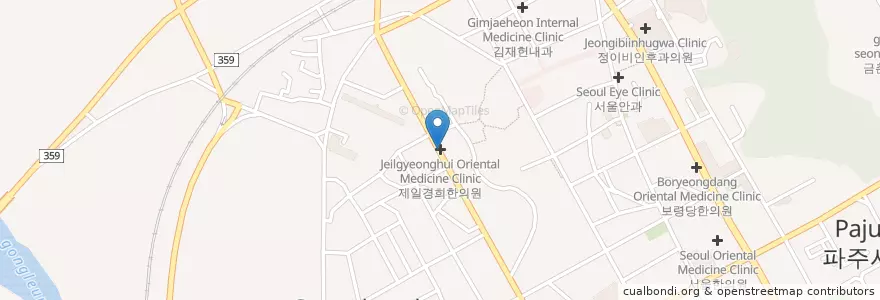 Mapa de ubicacion de 금촌수한의원 en Güney Kore, 경기도, 파주시, 금촌1동.