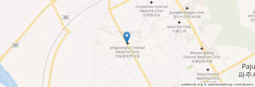 Mapa de ubicacion de 영남한의원;세제한의원 en Республика Корея, Кёнгидо, Пхаджу, 금촌1동.