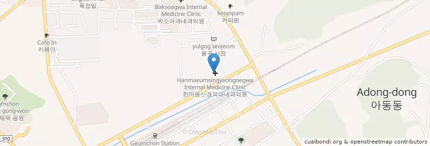 Mapa de ubicacion de 한마음신경외과내과의원 en 대한민국, 경기도, 파주시, 금촌1동.