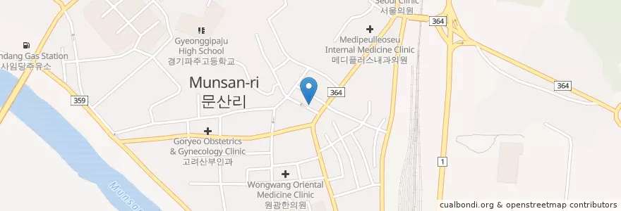 Mapa de ubicacion de 우리한의원 en Korea Selatan, Gyeonggi, 파주시, 문산읍.