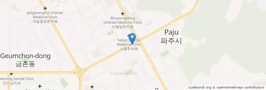 Mapa de ubicacion de 푸른동물병원 en 大韓民国, 京畿道, 坡州市, 금촌1동.