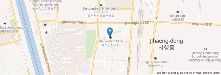Mapa de ubicacion de 좋은아침의원 en Coreia Do Sul, Gyeonggi, 동두천시.