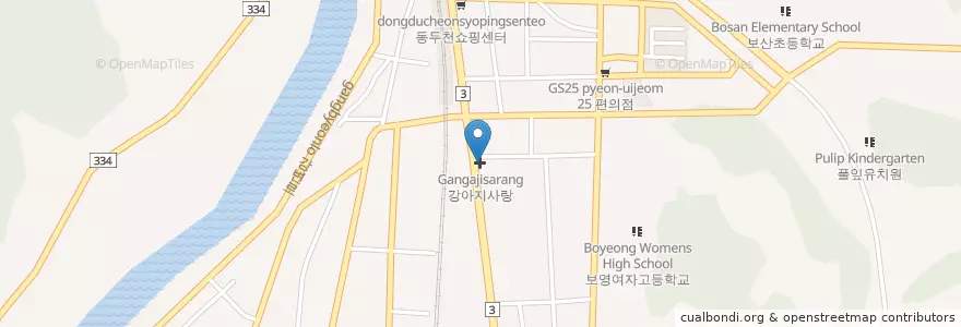 Mapa de ubicacion de 강아지사랑 en 韩国/南韓, 京畿道, 東豆川市.