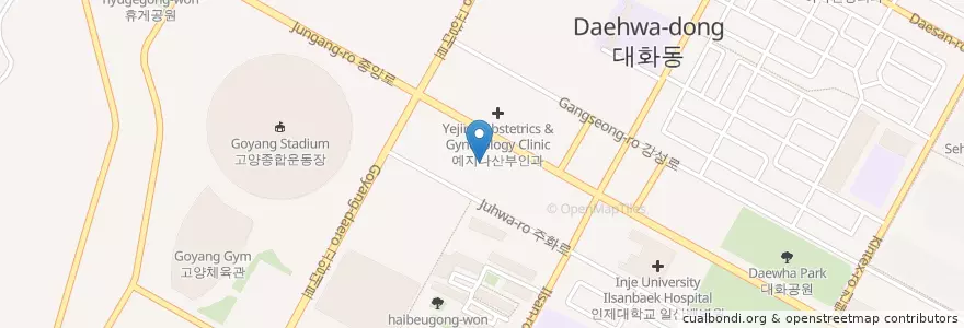 Mapa de ubicacion de 사과나무치과병원 en 대한민국, 경기도, 고양시, 일산서구.