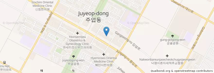 Mapa de ubicacion de 한사랑김수련산부인과 en کره جنوبی, گیونگی-دو, 고양시, 일산서구.