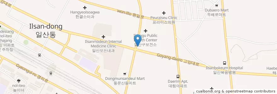 Mapa de ubicacion de 박호정이비인후과 en Республика Корея, Кёнгидо, Коян, 일산동구.