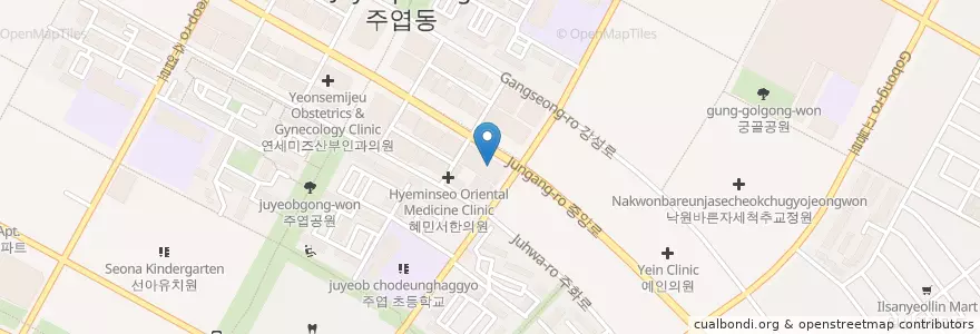 Mapa de ubicacion de 존스킨한의원 일산점 en Südkorea, Gyeonggi-Do, 고양시, 일산서구.