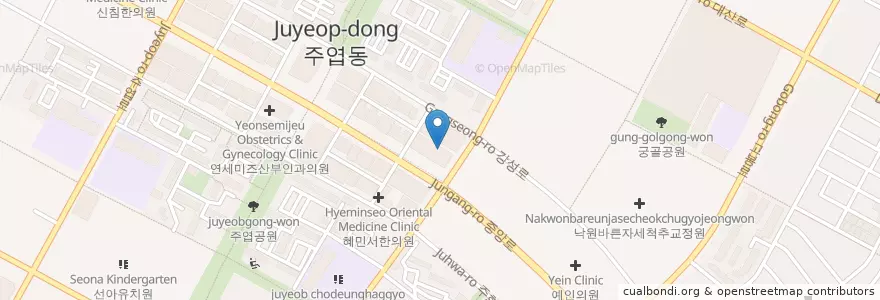 Mapa de ubicacion de 연세아이들치과 en كوريا الجنوبية, 경기도, 고양시, 일산서구.