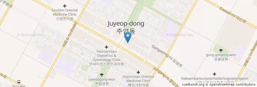 Mapa de ubicacion de 연세덴티프로치과의원 일산점 en 대한민국, 경기도, 고양시, 일산서구.