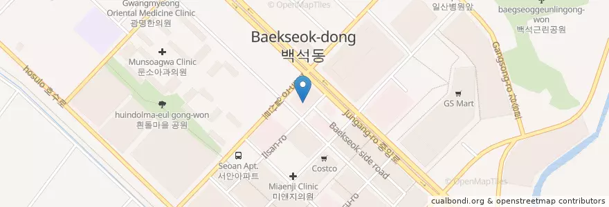 Mapa de ubicacion de 미앤지의원 en Coreia Do Sul, Gyeonggi, 고양시, 일산동구.