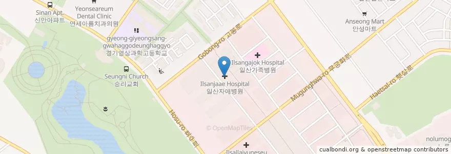 Mapa de ubicacion de 일산자애병원 en کره جنوبی, گیونگی-دو, 고양시, 일산동구.