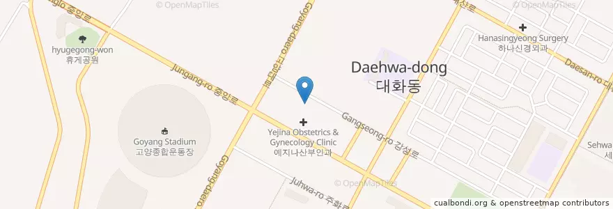Mapa de ubicacion de 대화성모병원 en 대한민국, 경기도, 고양시, 일산서구.