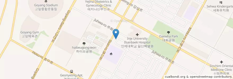 Mapa de ubicacion de 24시열린동물병원 en Республика Корея, Кёнгидо, Коян, 일산서구.
